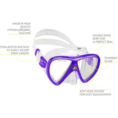 Cressi Adult Snorkeling Set (Mask, Dry Snorkel, Adjustable Fins) - Light Equipment- Tonga Pro Dry Set: Designed in Italy