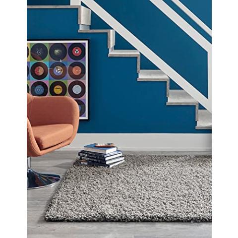 Rugs.com - Über Cozy Solid Shag Collection Rug – 5' x 8' Cloud Gray Shag Rug Perfect for Bedrooms, Dining Rooms, Living Rooms