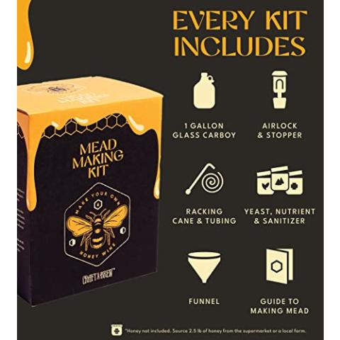 Craft A Brew - Mead Making Kit – Reusable Make Your Own Mead Kit – Yields 1 Gallon of Mead