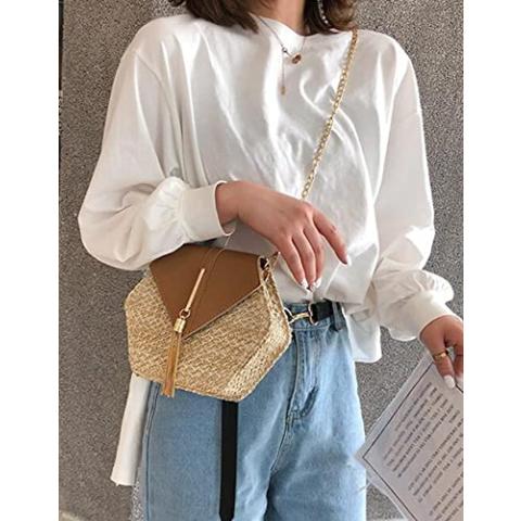 Crossbody Bags for Women Straw Beach Bag Hobo Bag Satchel Bag Tote Handbags Cute Straw Travel Bag Crossbody Bag 2024