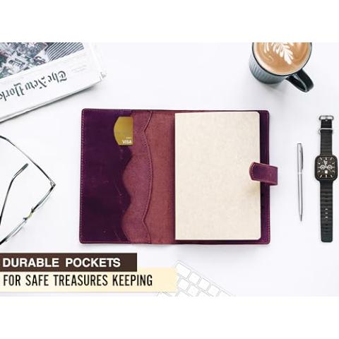 100% Genuine Leather Journal Engraved Name or Initials – Crafted in USA – Personalized Gift for Business, College, Travel, Work – Refillable Lined Pages Notebook for Writing – Journal for Men & Women