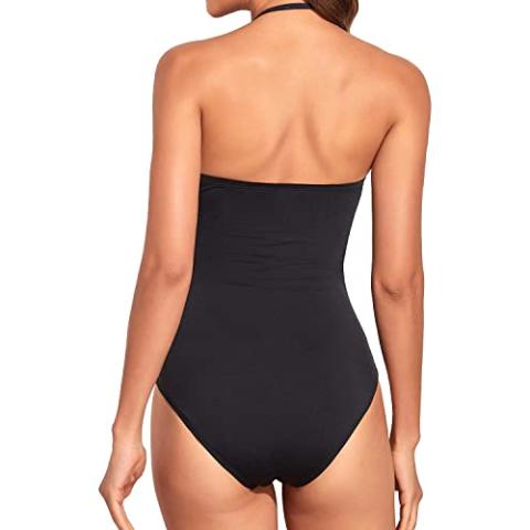 Holipick Women Tummy Control One Piece Swimsuits Strapless Bandeau Bathing Suits Slimming Halter Swimwear