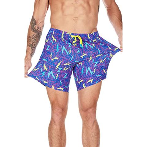 Tipsy Elves Men's Swim Trunks 7'' Inseam 4 Way Stretch Fabric Compression & Mesh Liner Swim Trunks for Men Bathing Suit
