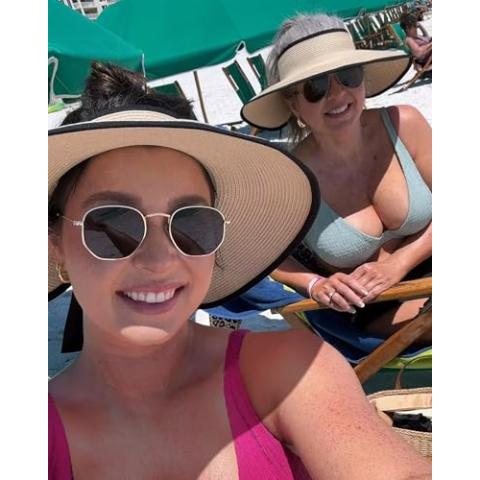 Camptrace UPF 50+ Sun Visors for Women Wide Brim Beach Hat Foldable Straw Visor Hat Ponytail Summer Packable