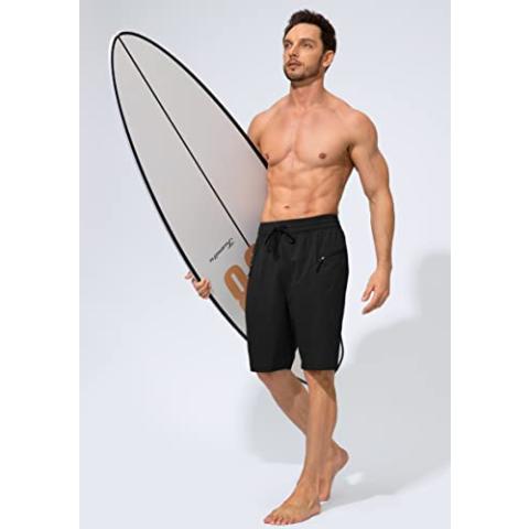 Men's Swim Trunks Quick Dry Board Shorts with Zipper Pockets Beach Shorts Bathing Suits for Men - No Mesh Liner