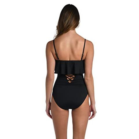 La Blanca Women's Standard Island Goddess Ruffle Bandeau One Piece Swimsuit