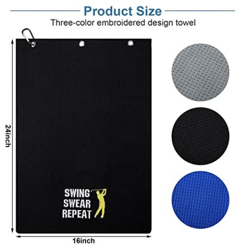 3 Pack Funny Golf Towel Embroidered Golf Towels for Golf Bags with Clip Golf Gifts for Men Women Birthday Gifts for Golf Fan, Retirement Gift (Black, Gray, Blue, Warm Style)