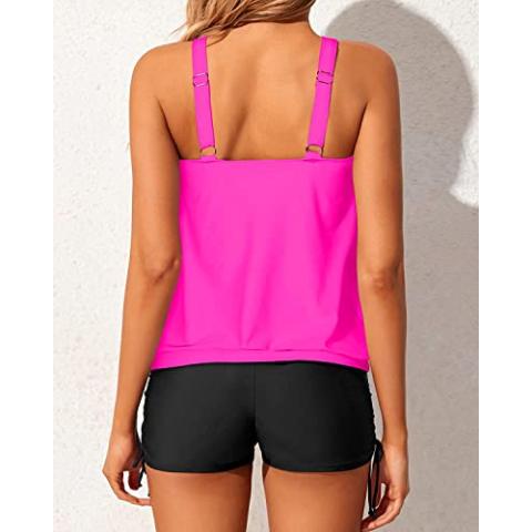Yonique Blouson Tankini Swimsuits for Women 2 Piece Bathing Suits Tops with Boyshorts Modest Loose Fit Swimwear