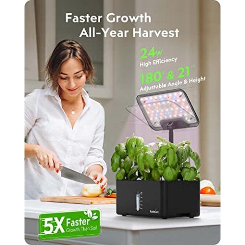 Hydroponics Growing System Indoor Garden: Herb Garden Kit Indoor with LED Grow Light Quiet Smart Water Pump Automatic Timer Healthy Fresh Herbs Vegetables - Hydroponic Planter for Home Kitchen Office