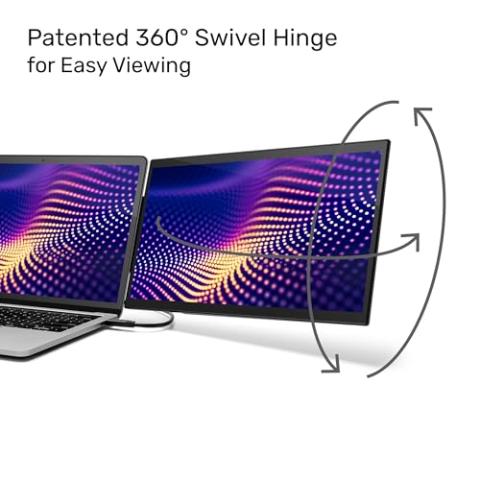 SideTrak Swivel Pro 13.3" Ultra Slim Attachable Portable Monitor, FHD IPS 1080p Laptop Screens with Kickstand + Unique Patented Swivel Hinge, for Mac, PC, and Chromebook, USB-C Port Connection