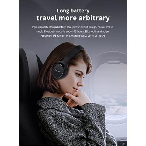 AWEI A950BL ANC Active Noise Cancelling Wireless Bluetooth Headphones, Stereo Headphones, Wireless Wired Switch, Stereo High Sound Quality, Clear Calls (Black)