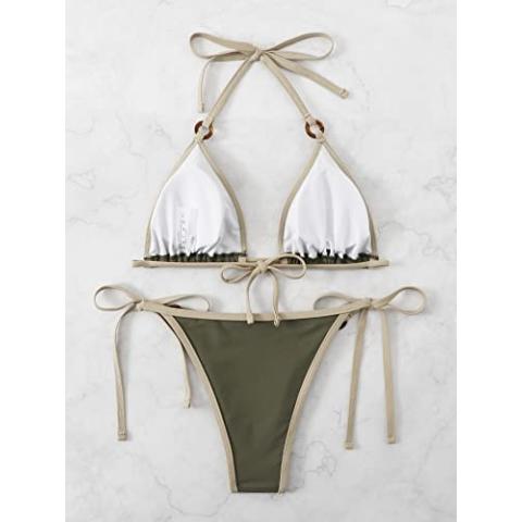SHENHE Women's Sexy Bikini Sets Ring Triangle Tie Bathing Suits 2 Piece Swimsuits