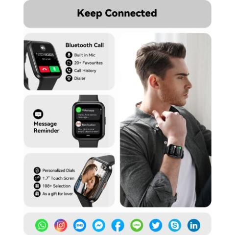 ENOMIR Smart Watch for Men Women(Answer/Make Call), Alexa Built-in,Fitness with Heart Rate SpO2 Sleep Monitor 100 Sports 5ATM Waterproof Activity Trackers and Smartwatches iOS&Android Phones