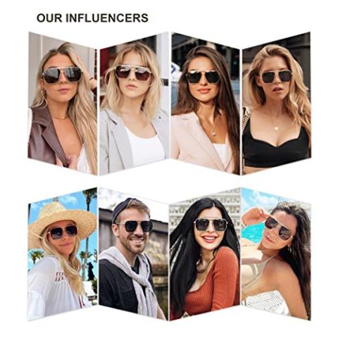SOJOS Retro Oversized Square Polarized Sunglasses for Women and Men Vintage Shades UV400 Classic Large Metal Sun Glasses