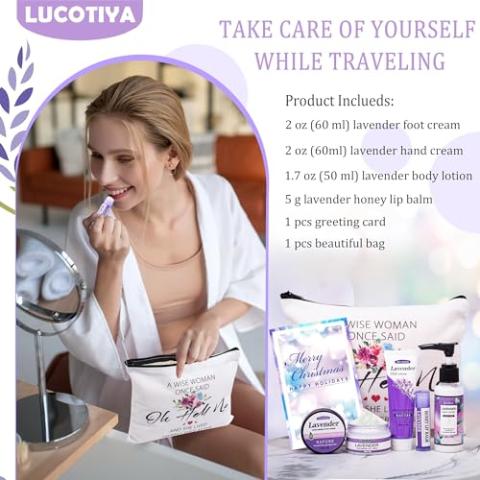 Christmas Gifts for Women Best Friends Gifts Sets Women Travel Size Toiletries Kit Travel Essentials for Women Self Care Gifts for Best Friends,Mom, Teacher,Grandma Lavender Gifts for Her Birthday