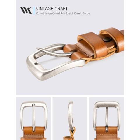 WOLFANT Leather Belt for Men,100% Italian Full Grain Real Solid Leather