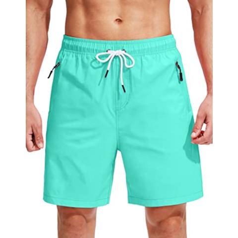 Viodia Men's Swim Trunks with Compression Liner Quick Dry Board Shorts Swimsuit Swimwear for Men with Zipper Pockets