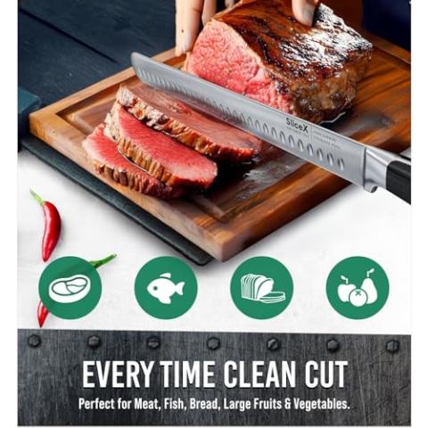 Classic Brisket Slicing Knife Set - German Steel Razor Sharp 12" Carving Knife for Meat - Premium Meat Carving Knife Full Tang - Slicing Knife for Meat
