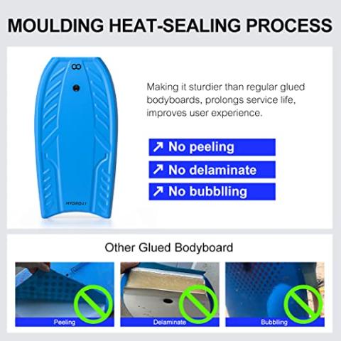 Bodyboard 41 inch for Kids and Adults Body Board with EPS Core, XPE Deck, HDPE Slick Bottom, Coming with Coiled Wrist Leash for All Surfing Levels Surfers