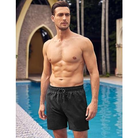 COOFANDY Men Swim Trunk with Compression Liner 2 in 1 Swimwear Bathing Suit Quick Dry Board Short