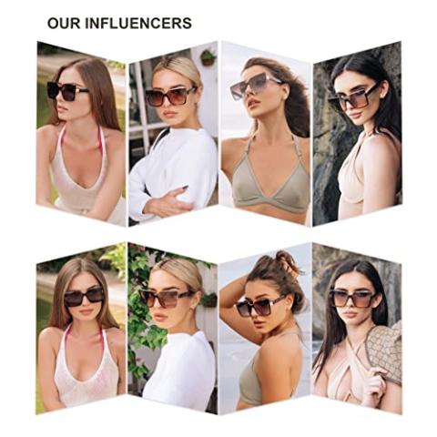 SOJOS Trendy Square Oversized Sunglasses Womens Big Rimless UV400 Ladies Shades SJ1160