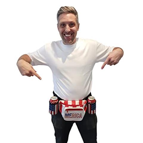 HandinHandCreations USA Merica Beverage Belt Fanny Pack Holster All American Classic Costume 4th of July