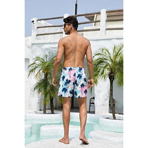 SUNDAY ROSE Mens Swim Trunks Quick Dry 5 inch Inseam Beach Shorts with Mesh Lining Bathing Suits for Men