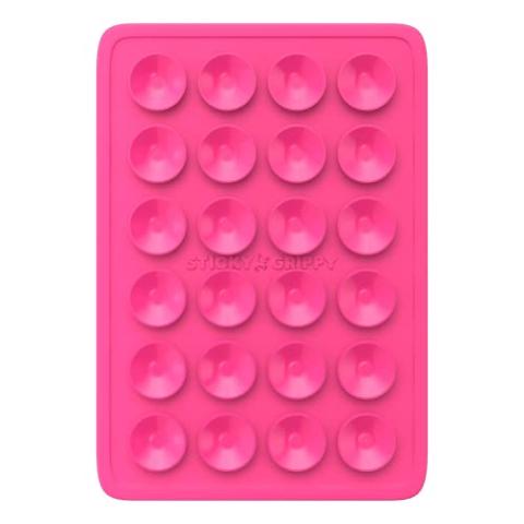StickyGrippy Suction Phone Case Mount, Silicon Adhesive Phone Accessory for iPhone and Android, Hands-Free Fidget Toy Mirror Shower Phone Holder, Tiktok Videos and Selfies (Pink)