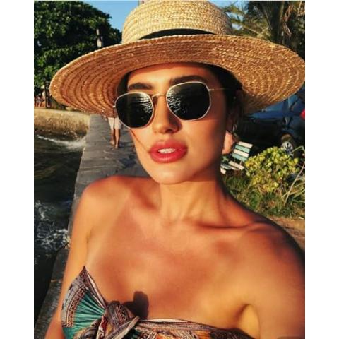 Polarized Sunglasses for Womens Men Trendy Square Hexagonal Flat Mirrored Sun Glasses UV Protection
