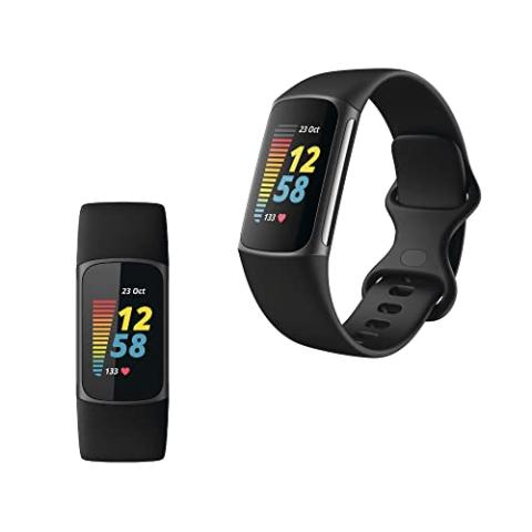 Fitbit Charge 5 Advanced Fitness Tracker with GPS, Heart Rate, Sleep & Health Tracker - Power Bundle with Adapter (Graphite Stainless Steel)