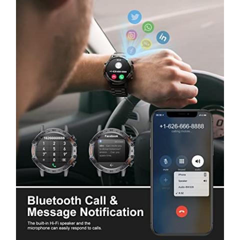 Military Smart Watch for Men(Answer/Dial Calls),100 Sports Modes, 5ATM Waterproof Fitness Watch with Heart Rate/SpO2/Blood Pressure for Android and iOS,1.39''HD DIY Screen Smart Watch