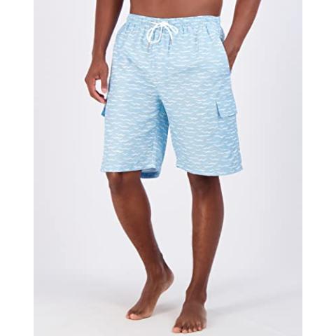 Real Essentials 3 Pack: Men's Swim Trunks with Cargo Pockets & Mesh Lining (Available in Big & Tall)