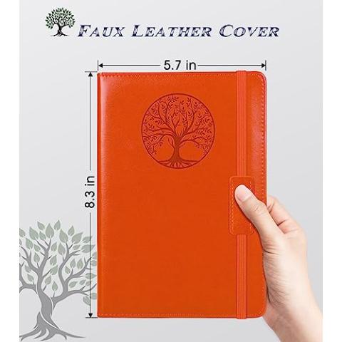 Lined Journal Notebook for Women Men,256 Pages A5 Hardcover Leather Journals for Writing,Travel,Business,Work & School,College Ruled Notebooks for Note Taking,Diary Notepad 5.7"×8.3" orange