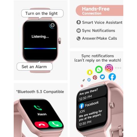 Smart Watch for Women Alexa Built-in, 1.95" Fitness Tracker with Answer/Make Calls, IP68 Waterproof/Heart Rate/Sleep Tracker/100 Sport Modes, Fitness Watch Compatible Android iOS