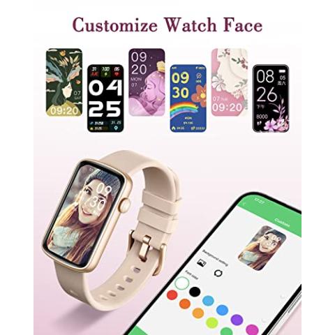 Smart Watches for Women Compatible with iPhone Android Phones, LYNN2 Slim Women's Watch Fitness Tracker Digital Watch with Heart Rate Monitor Pedometer Step/Sleep Tracker Waterproof Pink