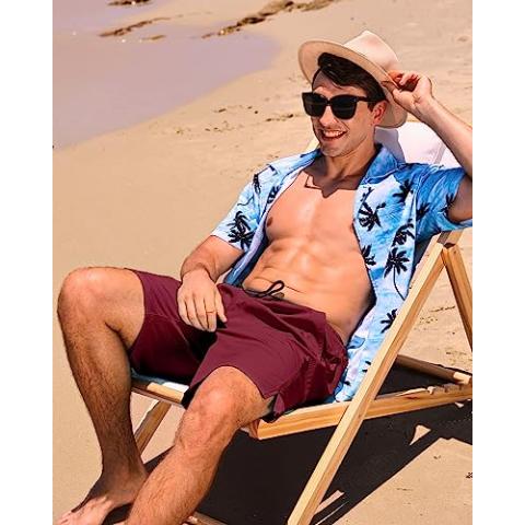difficort Mens Swim Trunks Quick Dry Bathing Suit 9 inch Inseam Board Shorts with Compression Liner and Zipper Pocket