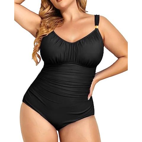 Aqua Eve Plus Size Swimsuit for Women Tummy Control One Piece Bathing Suit Vintage Swimwear
