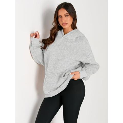 EFAN Womens Hoodies Oversized Sweatshirts Pullover Fleece Sweaters Long Sleeve Winter Fall Outfits Fashion Y2k Clothes Grey S