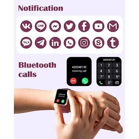 RUIMEN Smart Watches for Women Men (Answer/Make Calls) Compatible with iPhone/Android Phones, 1.85" HD Screen Fitness Tracker Heart Rate Monitor 100+ Sports Tracker Watch Waterproof (Purple)