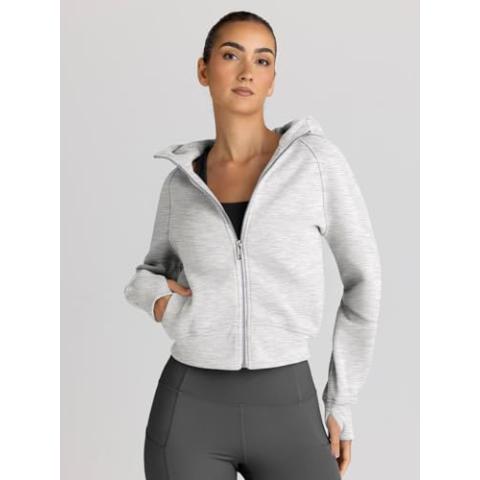 Trendy Queen Womens Zip Up Hoodies Cropped Sweatshirts Fleece Jackets Fall Outfits Casual Hooded Y2k Tops Winter Clothes 2024 Grey M