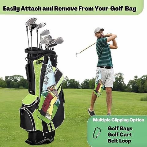 Funny Golf Towel, Printed Golf Towels for Golf Bags with Clip, Golf Gift for Men Husband Boyfriend Dad, Birthday Gifts for Golf Fan - It's All in The Hips