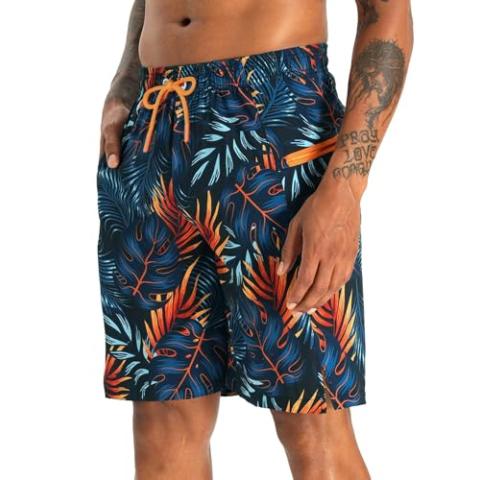 APTRO Men's Swim Trunks with Compression Liner 9" Board Shorts with Zipper Pocket Bathing Suit Swimwear