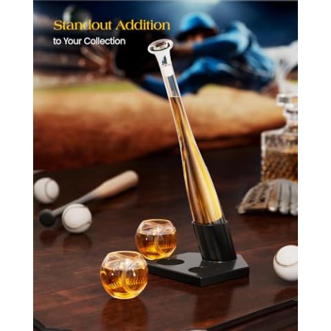Baseball Gifts for Men, Kollea Whiskey Decanter Sets for Men, 20Oz Baseball Bat Decanter Set with 2 Glasses, Unique Birthday Gift for Men Him Brother Guys Boyfriend Coach, for Liquor Tequila Bourbon