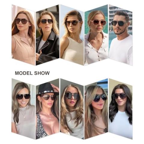 SOJOS Retro Trendy Aviator Polarized Sunglasses Men Women Vintage 70s Square Stylish Frame Sun Glasses SJ2283