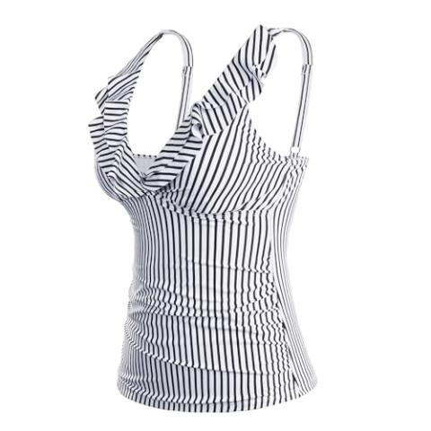 Yonique Women's Tankini Top Only Tummy Control Bathing Suit Top Ruffle Swimsuit Top V Neck Swim Tank Top No Bottom