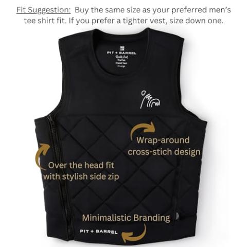 Mens Neoprene Wakesurf Impact Vest for Boating by Pit + Barrel Wake Surf Co. - Designed for Wake Surf and Skimboard, but Great for All Watersports Activities! Lightweight, Durable, and Timeless Style.