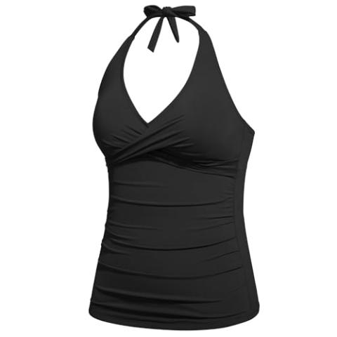 Tempt Me Women’s Tankini Top Halter Tummy Control Swim Tops Only Twist Front V Neck Bathing Suit No Bottom