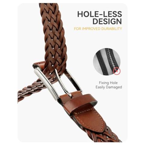 CHAOREN Belts for Men - 1 3/8" Casual Braided Belts Men for Jeans - Handcrafted Weaving and Softness