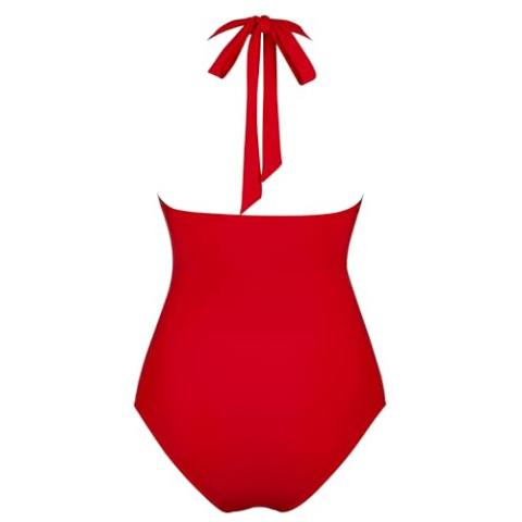 RXRXCOCO Women Sexy V Neck Mesh One Piece Bathing Suit Halter Push Up Tummy Control Swimsuit Swimwear