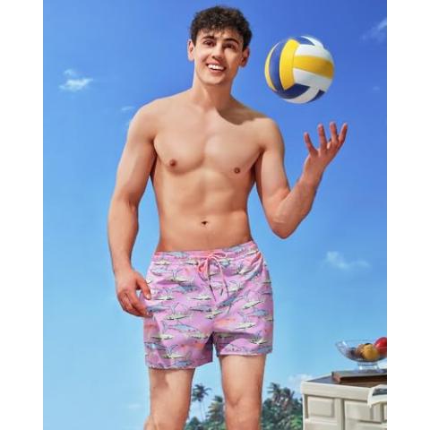 SURF CUZ Mens Swim Trunks with Compression Liner 2 in 1 Swimming Trunks Quick Dry Swim Shorts Bathing Suit Zipper Pockets